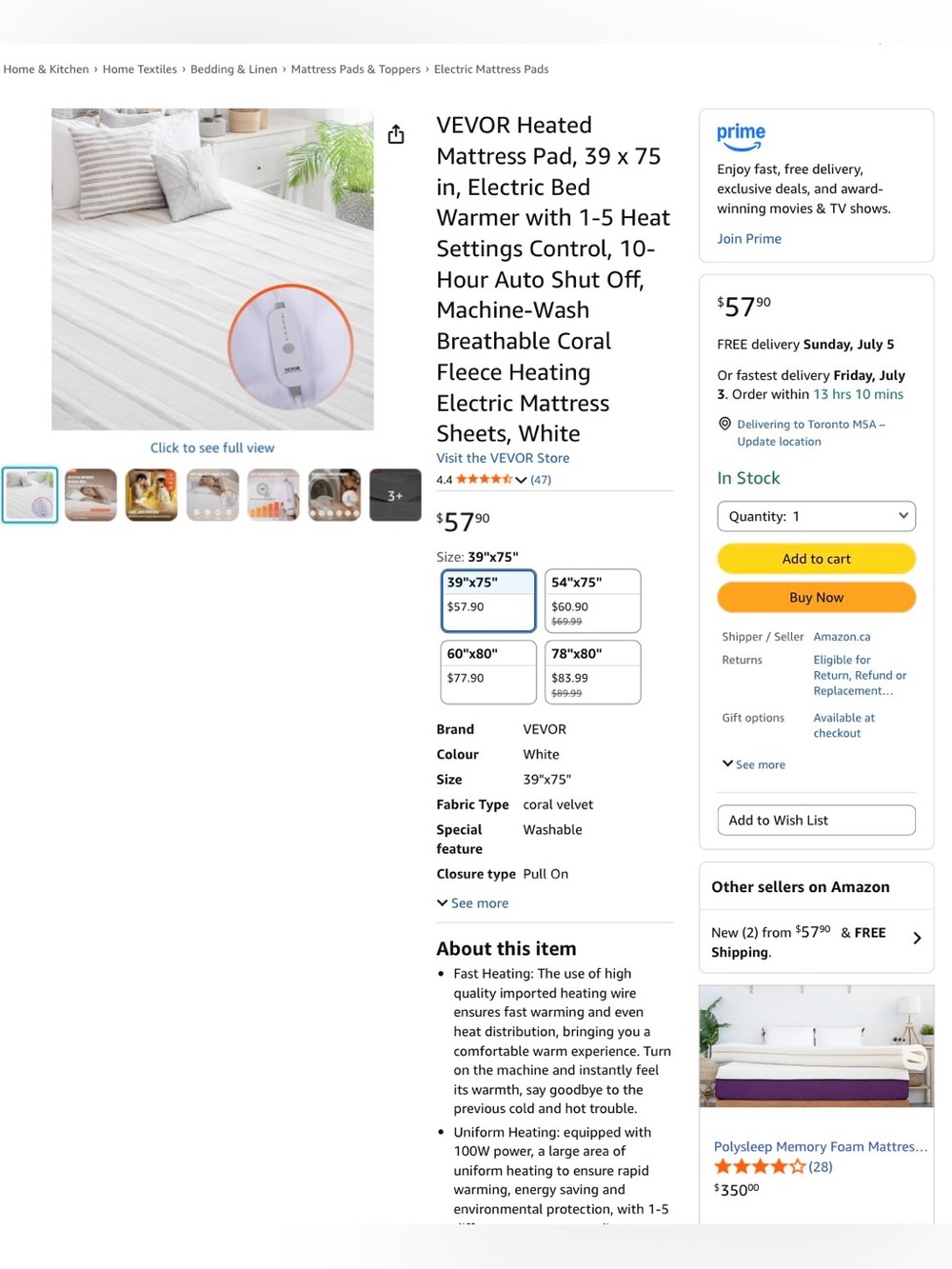 Twin Heated Mattress Pad – Electric Bed Warmer with 5 Heat Settings